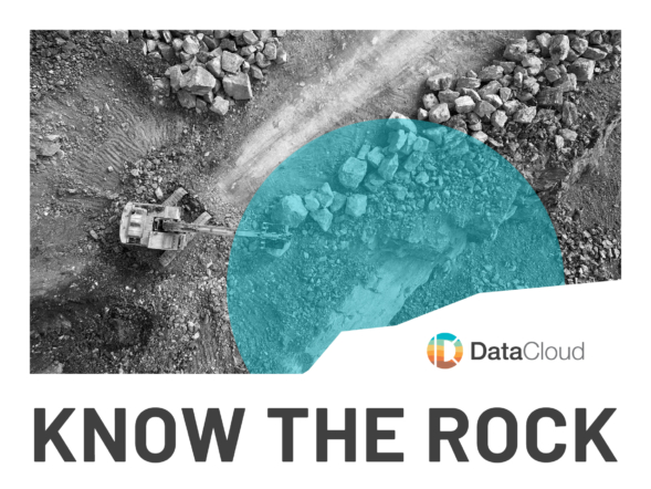 DataCloud logo with Know the Rock text below an image of a mining site.